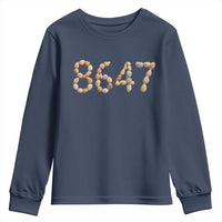 86 47 Seashell Beach Walk Graphic Youth Sweatshirt Subtle Coastal Summer Political Satire