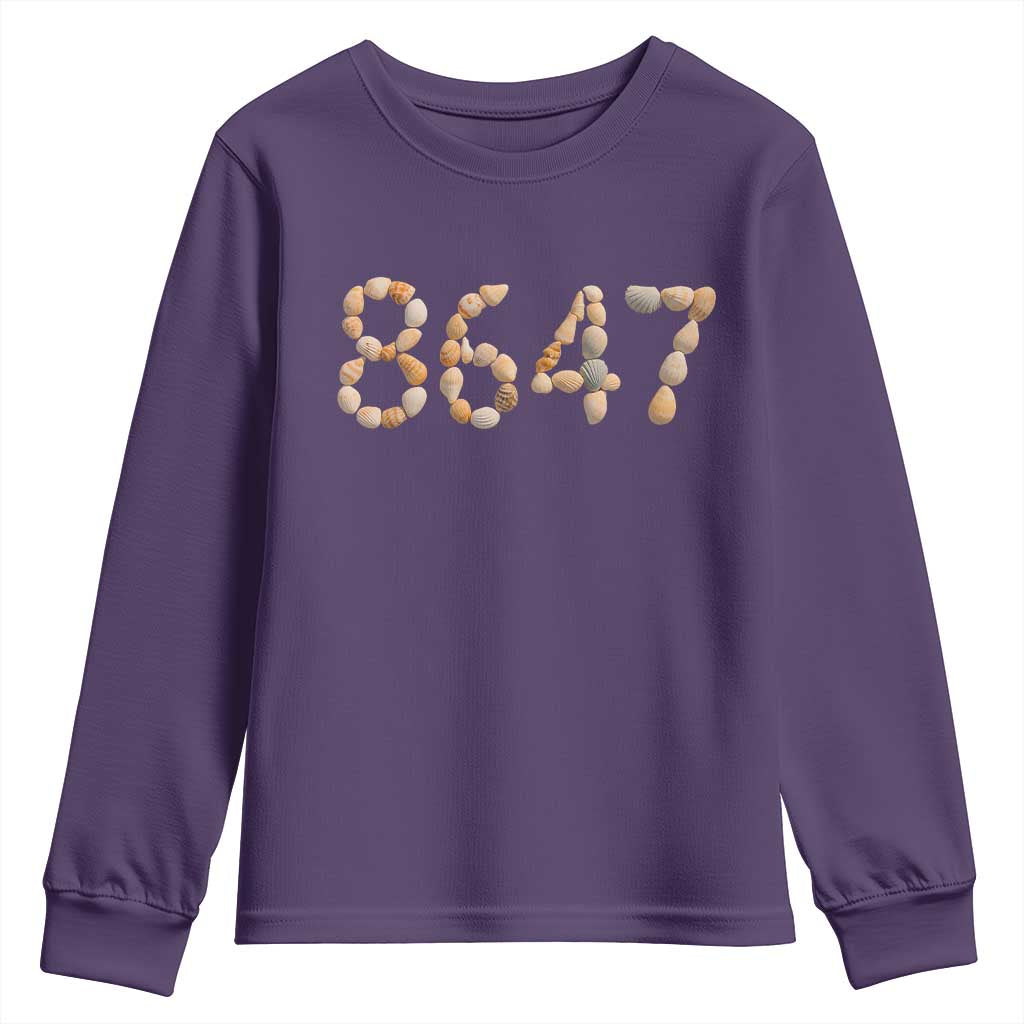 86 47 Seashell Beach Walk Graphic Youth Sweatshirt Subtle Coastal Summer Political Satire