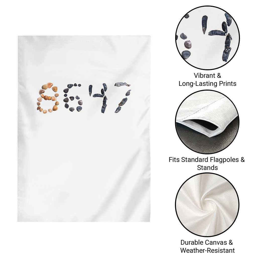 86 47 Seashell Graphic Subtle Summer Coastal Garden Flag Viral 2026 Beach Walk Political Satire