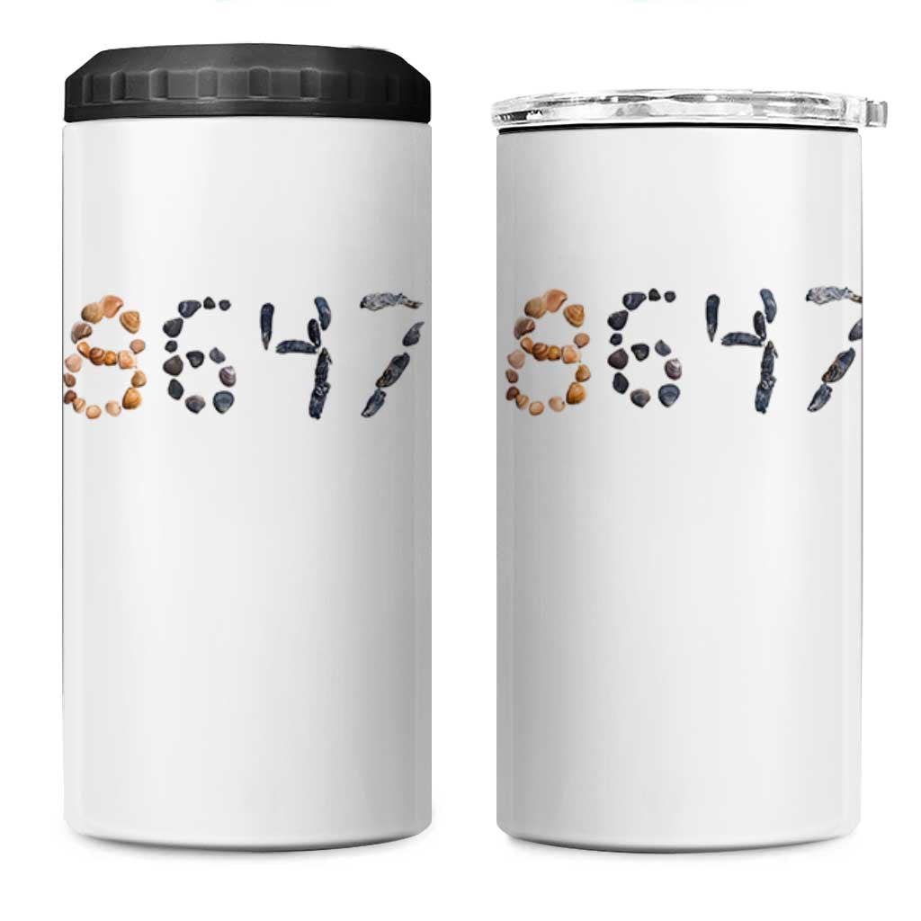 86 47 Seashell Graphic Subtle Summer Coastal 4 in 1 Can Cooler Tumbler Viral 2026 Beach Walk Political Satire