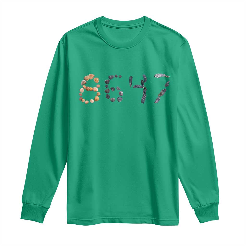 86 47 Seashell Graphic Subtle Summer Coastal Long Sleeve Shirt Viral 2026 Beach Walk Political Satire
