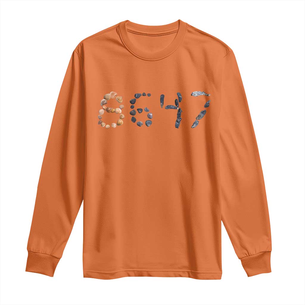 86 47 Seashell Graphic Subtle Summer Coastal Long Sleeve Shirt Viral 2026 Beach Walk Political Satire