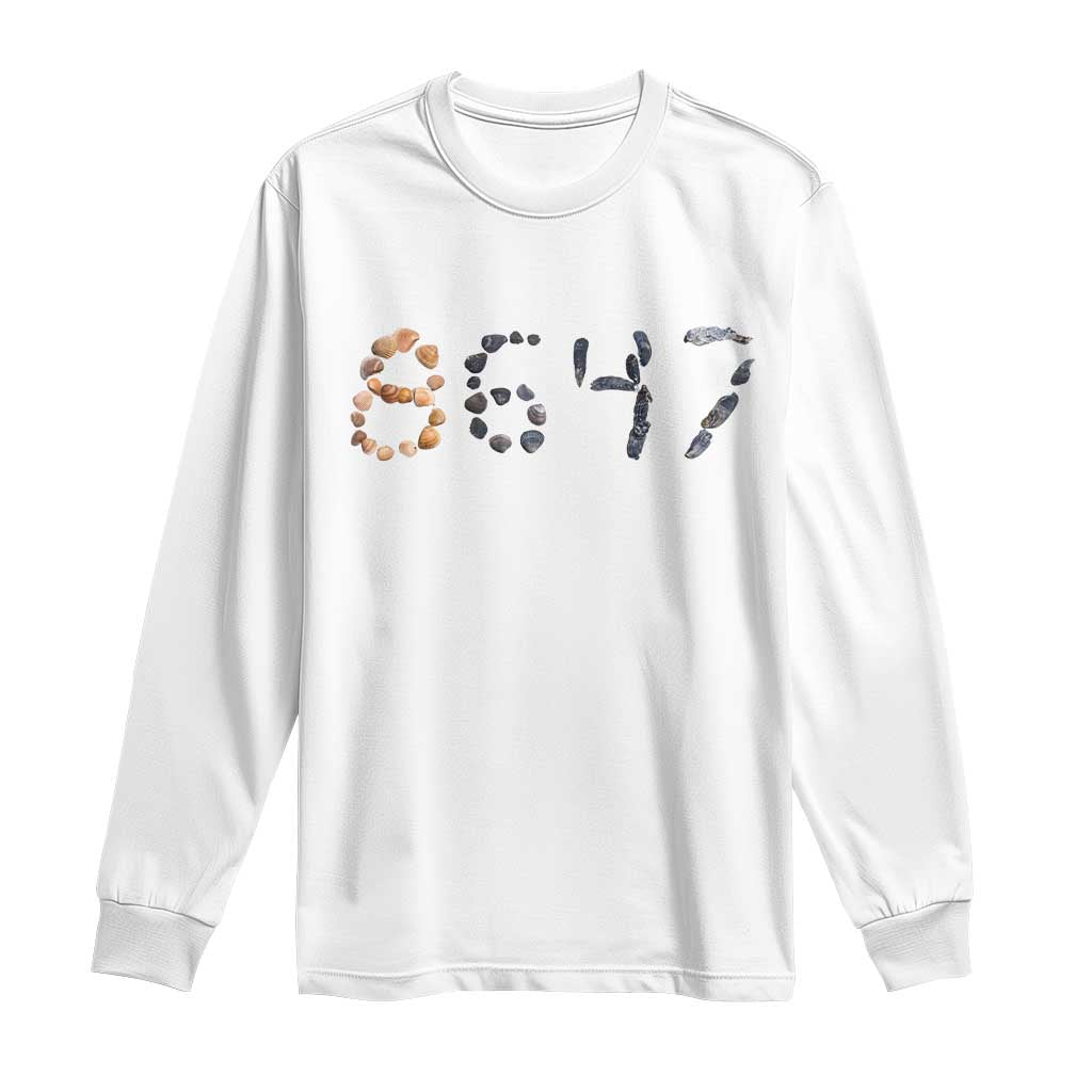 86 47 Seashell Graphic Subtle Summer Coastal Long Sleeve Shirt Viral 2026 Beach Walk Political Satire