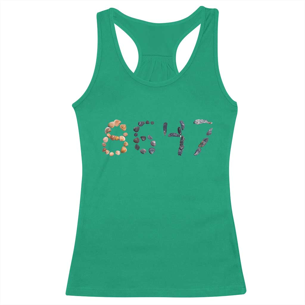 86 47 Seashell Graphic Subtle Summer Coastal Racerback Tank Top Viral 2026 Beach Walk Political Satire