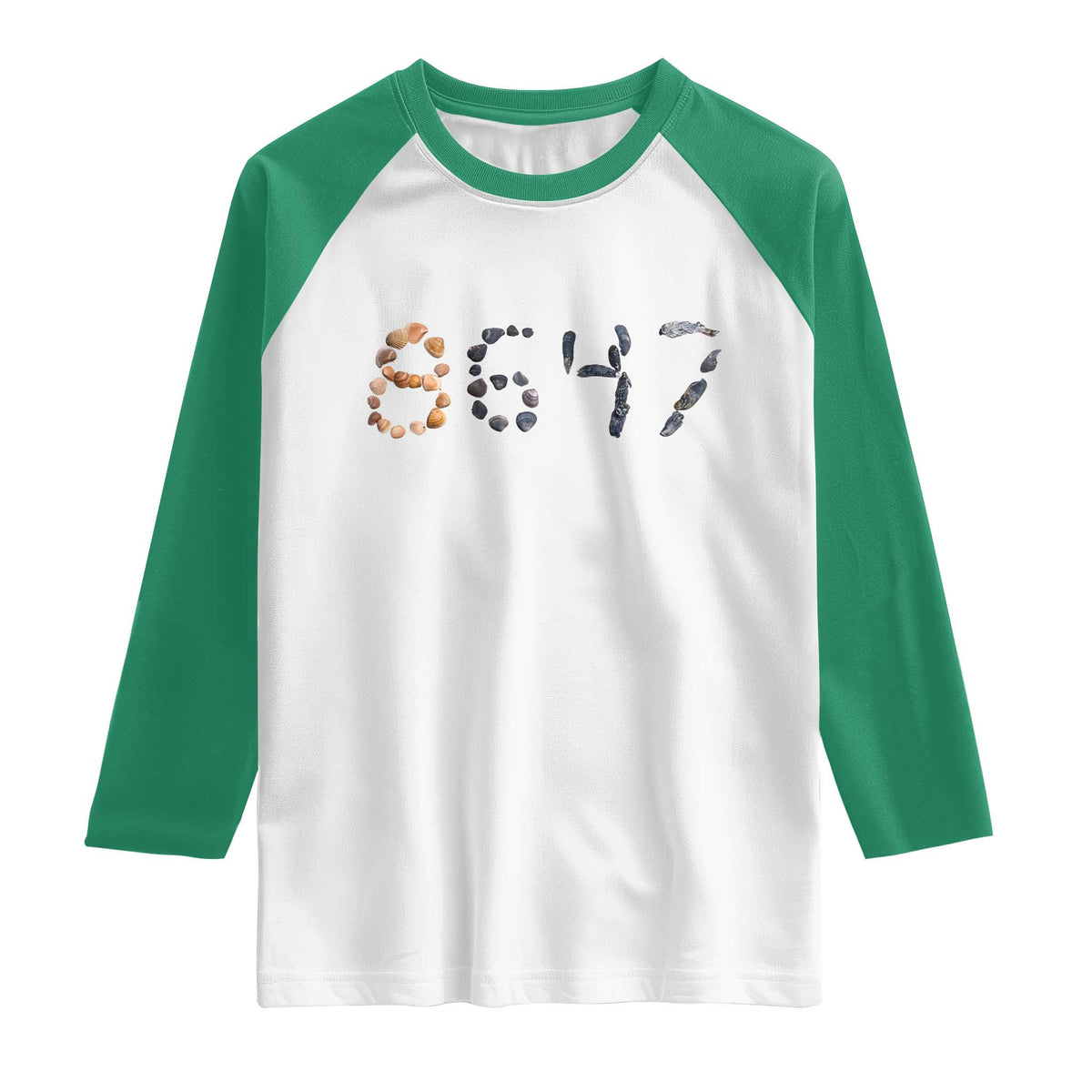 86 47 Seashell Graphic Subtle Summer Coastal Raglan Shirt Viral 2026 Beach Walk Political Satire
