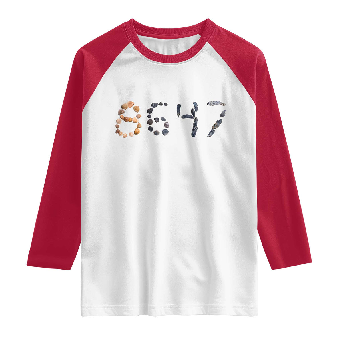 86 47 Seashell Graphic Subtle Summer Coastal Raglan Shirt Viral 2026 Beach Walk Political Satire