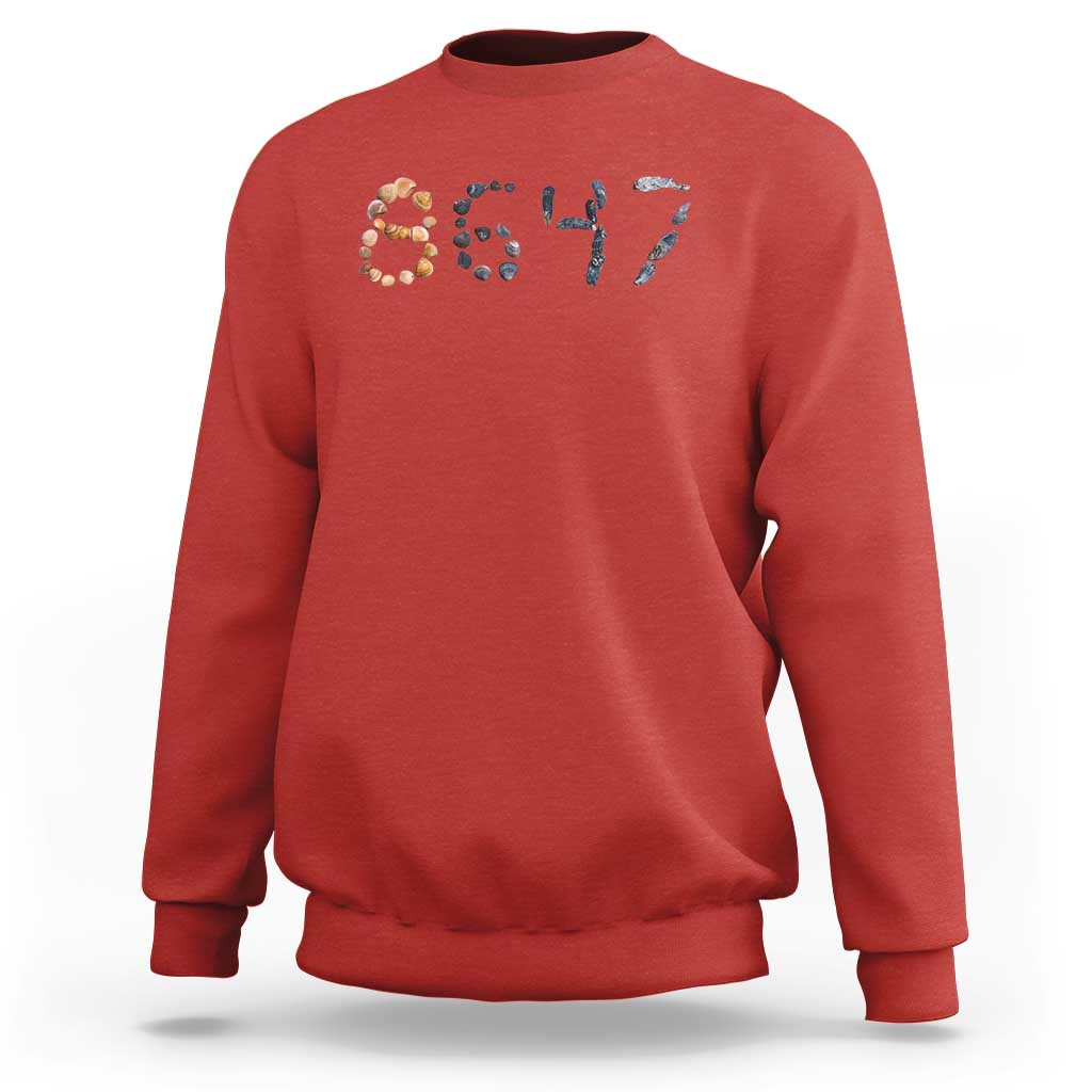 86 47 Seashell Graphic Subtle Summer Coastal Sweatshirt Viral 2026 Beach Walk Political Satire