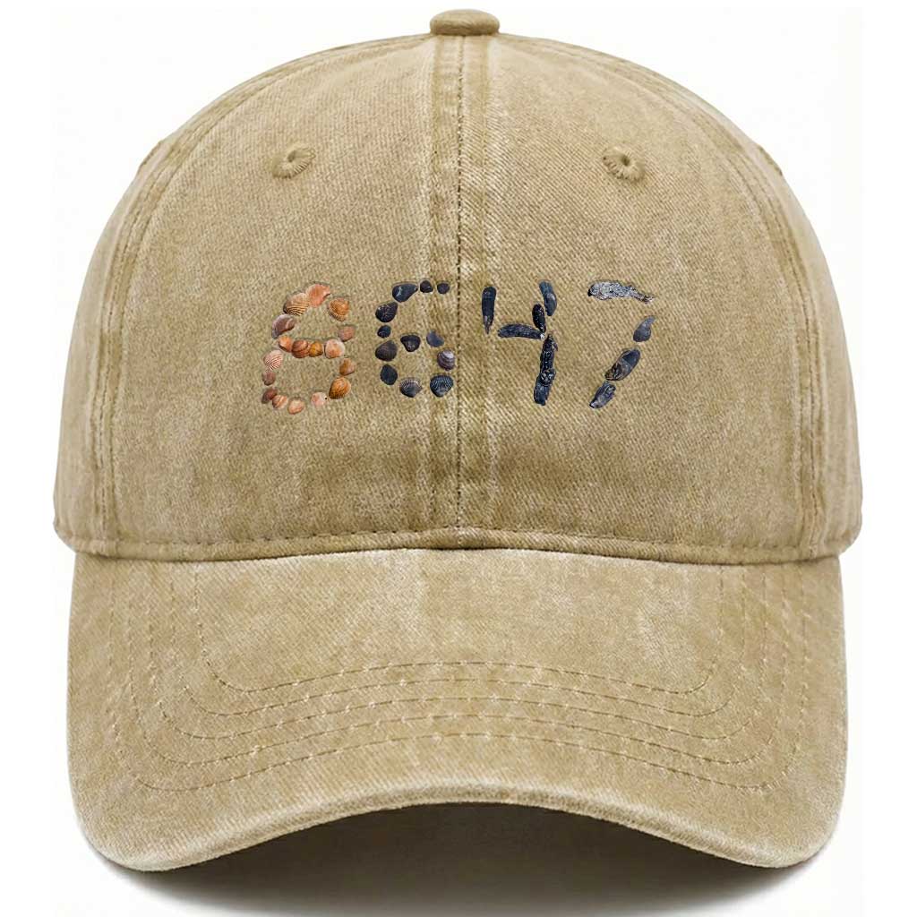 86 47 Seashell Graphic Subtle Summer Coastal Washed Cotton Baseball Cap Viral 2026 Beach Walk Political Satire
