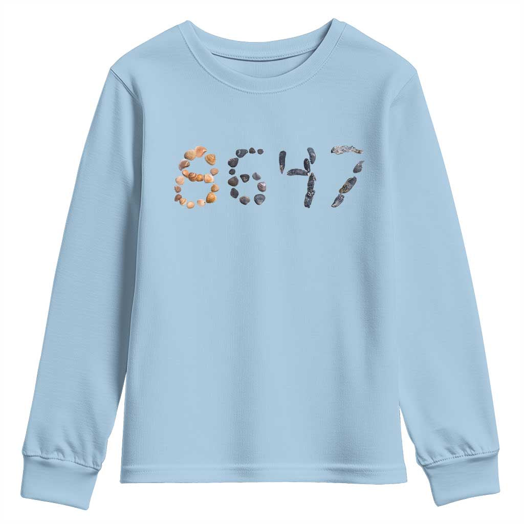 86 47 Seashell Graphic Subtle Summer Coastal Youth Sweatshirt Viral 2026 Beach Walk Political Satire