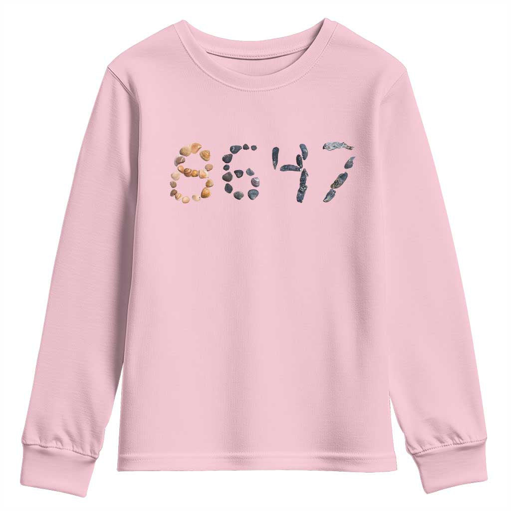 86 47 Seashell Graphic Subtle Summer Coastal Youth Sweatshirt Viral 2026 Beach Walk Political Satire