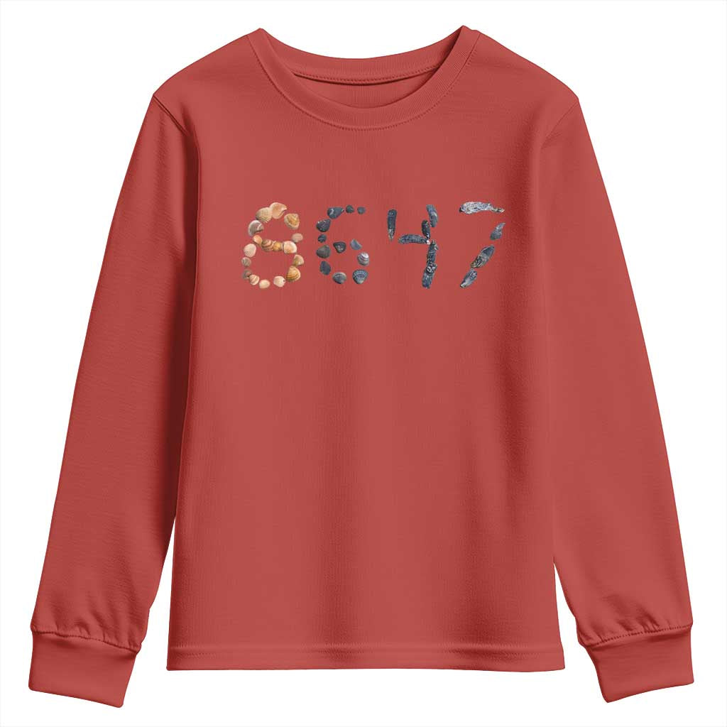 86 47 Seashell Graphic Subtle Summer Coastal Youth Sweatshirt Viral 2026 Beach Walk Political Satire