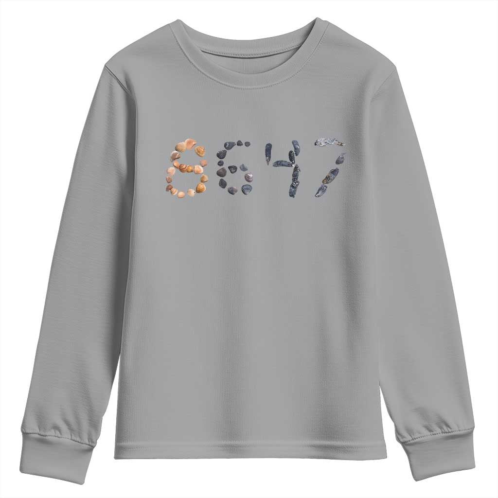 86 47 Seashell Graphic Subtle Summer Coastal Youth Sweatshirt Viral 2026 Beach Walk Political Satire