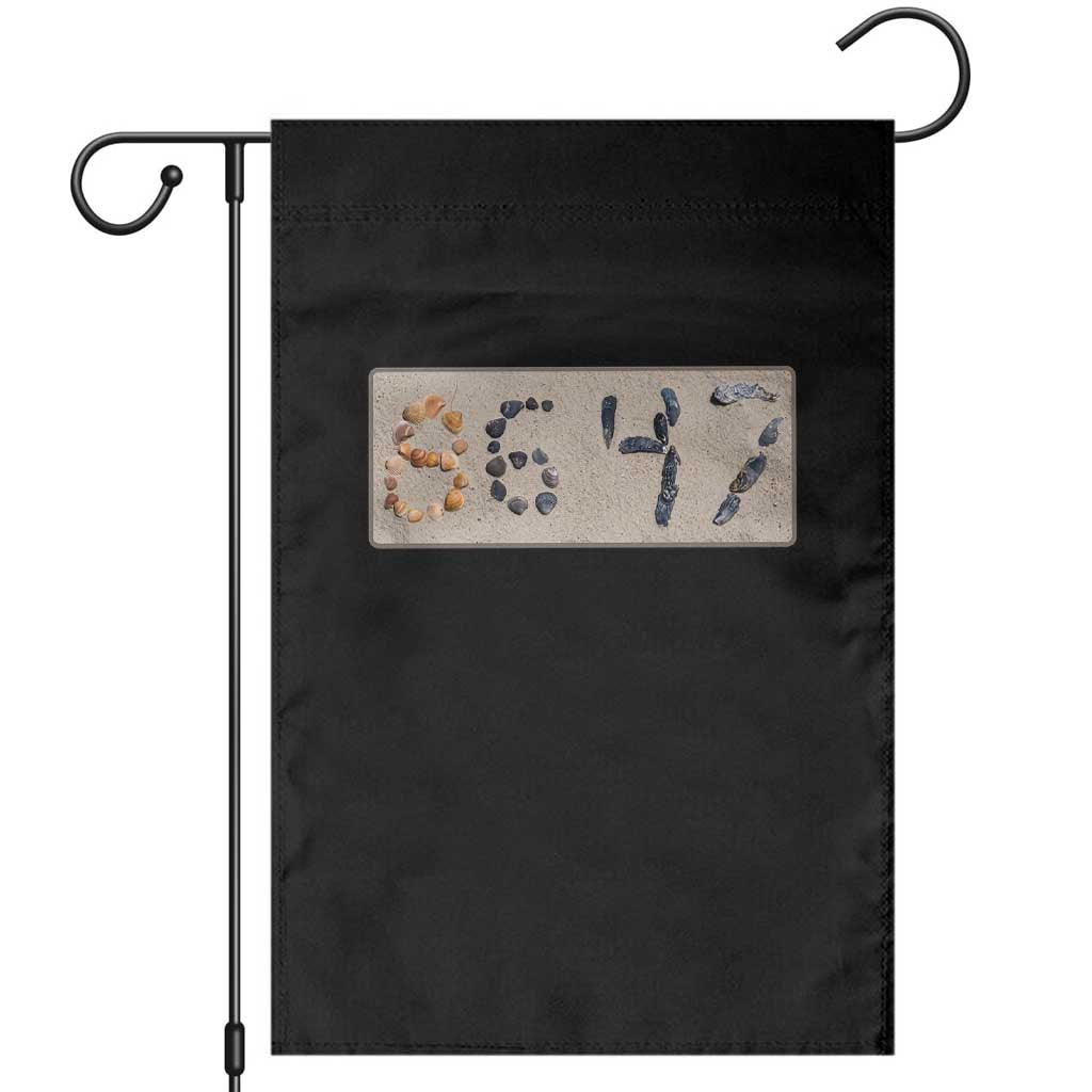 86 47 Seashell Beach Sand Graphic Garden Flag Subtle Coastal Summer Political Satire