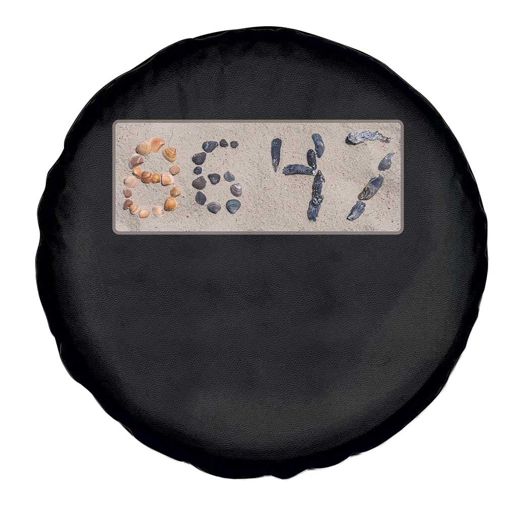 86 47 Seashell Beach Sand Graphic Spare Tire Cover Subtle Coastal Summer Political Satire