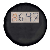 86 47 Seashell Beach Sand Graphic Spare Tire Cover Subtle Coastal Summer Political Satire