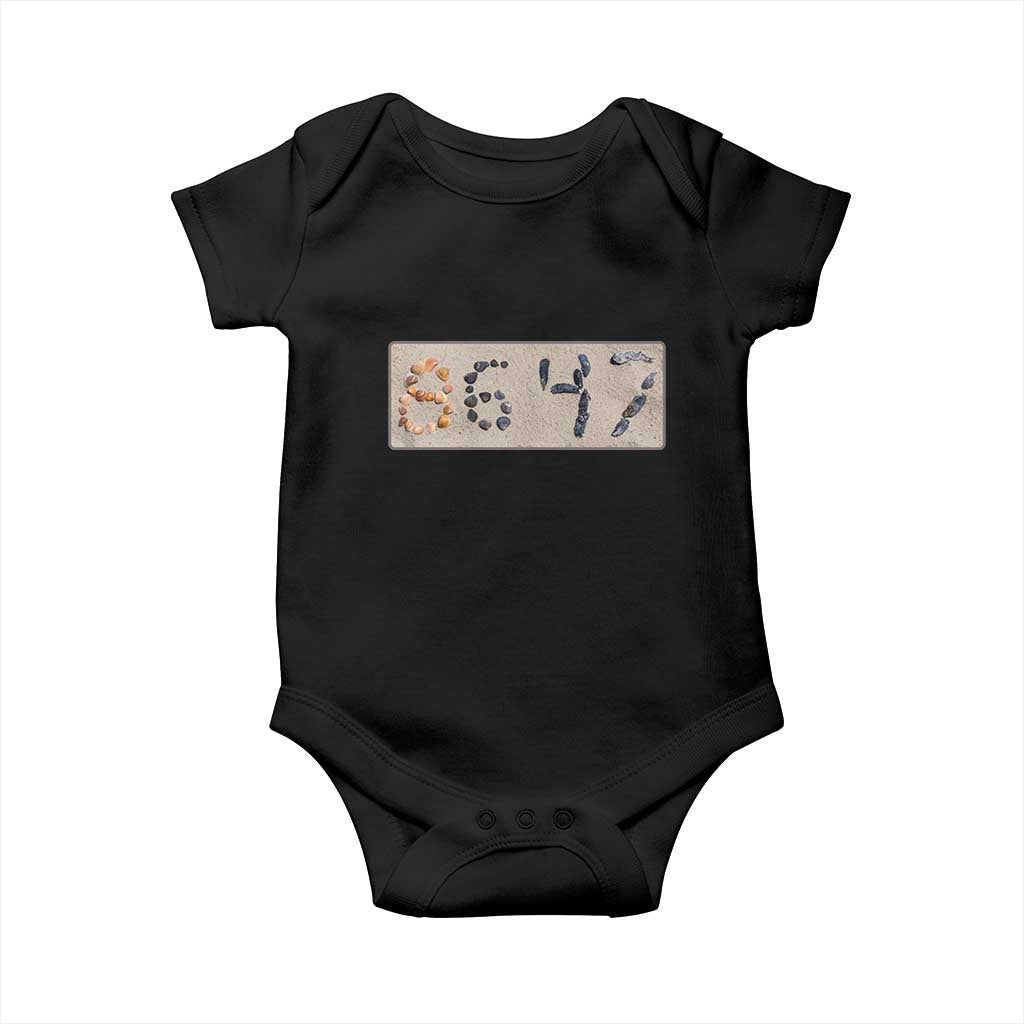 86 47 Seashell Beach Sand Graphic Baby Onesie Subtle Coastal Summer Political Satire