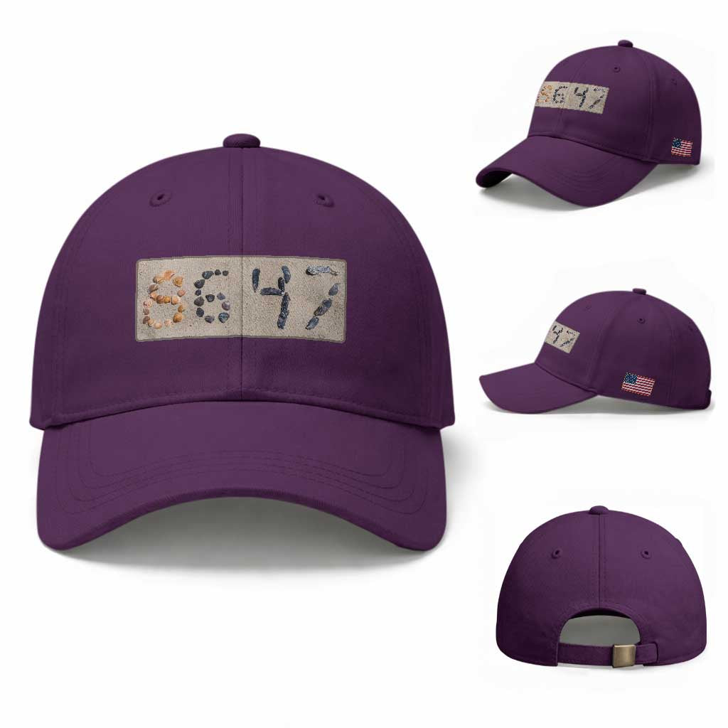 86 47 Seashell Beach Sand Graphic Baseball Cap Subtle Coastal Summer Political Satire