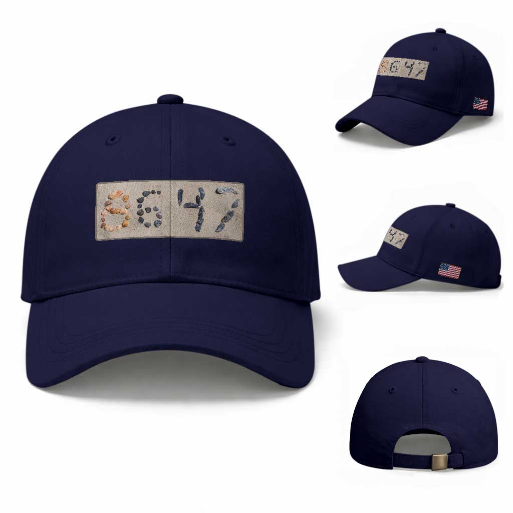 86 47 Seashell Beach Sand Graphic Baseball Cap Subtle Coastal Summer Political Satire
