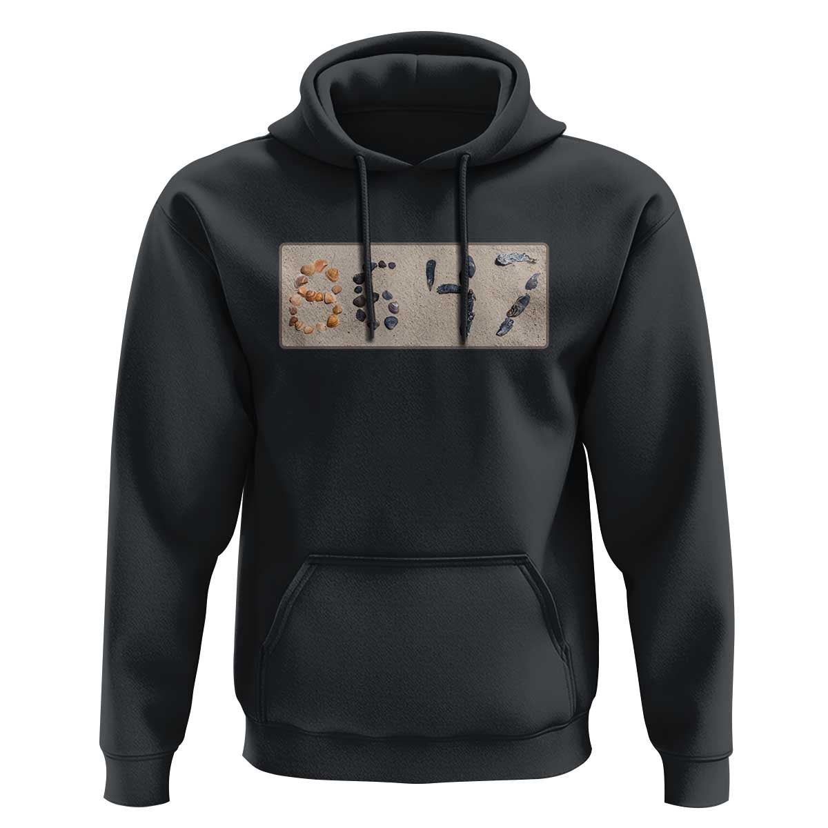 86 47 Seashell Beach Sand Graphic Hoodie Subtle Coastal Summer Political Satire