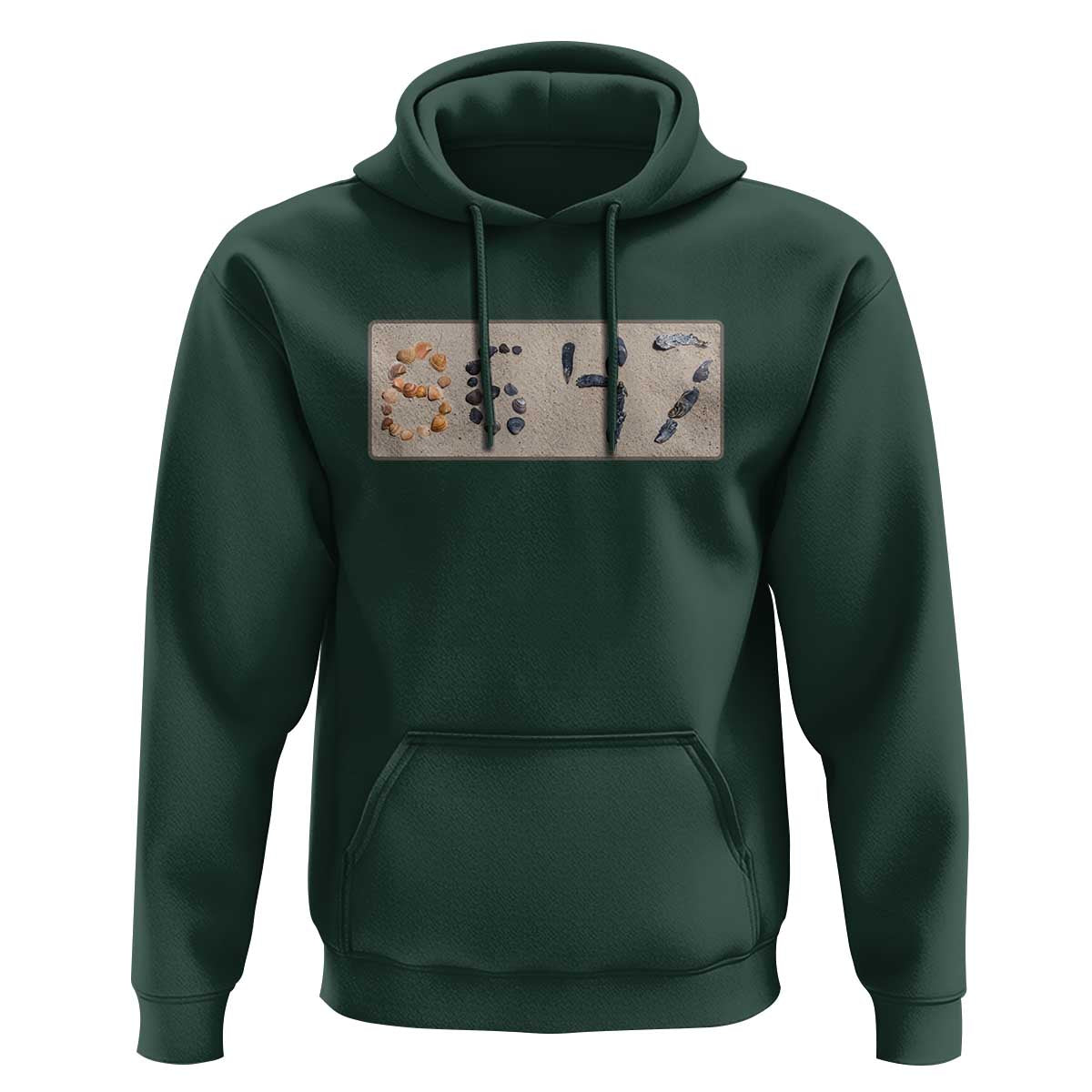 86 47 Seashell Beach Sand Graphic Hoodie Subtle Coastal Summer Political Satire