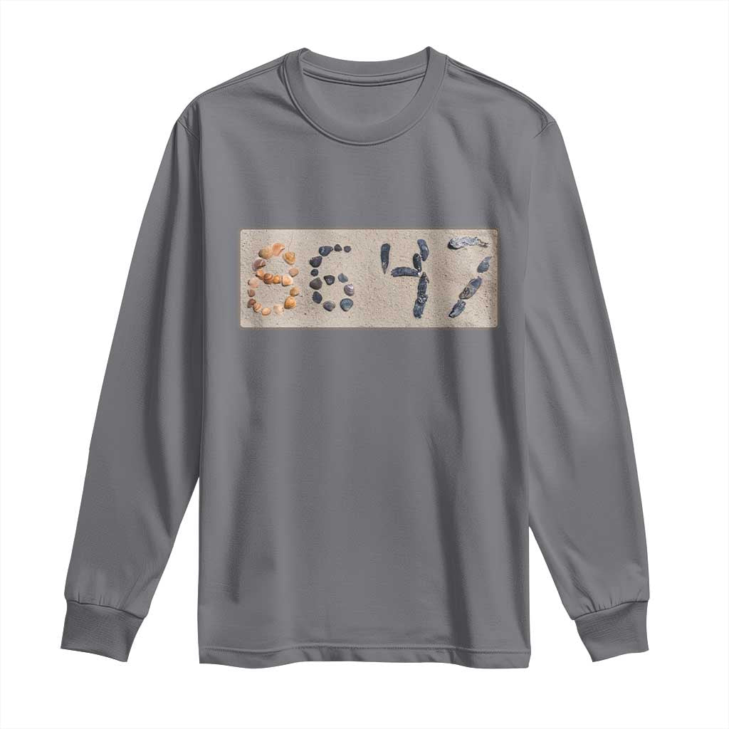86 47 Seashell Beach Sand Graphic Long Sleeve Shirt Subtle Coastal Summer Political Satire