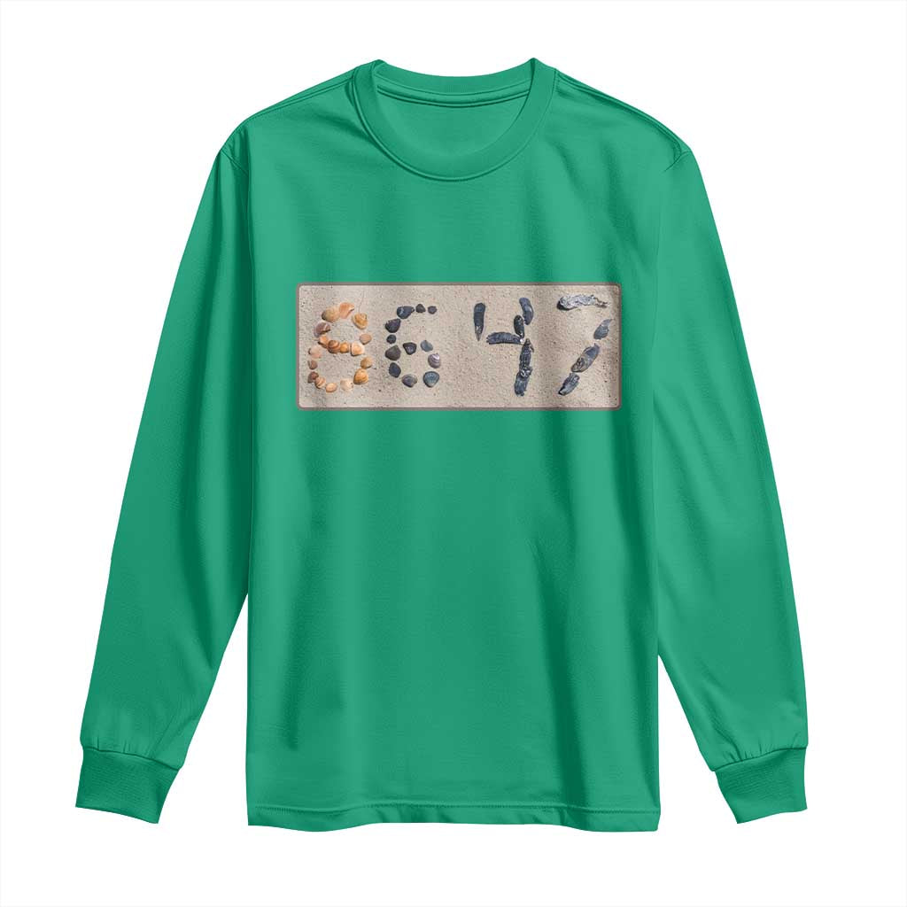 86 47 Seashell Beach Sand Graphic Long Sleeve Shirt Subtle Coastal Summer Political Satire