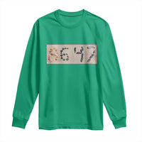 86 47 Seashell Beach Sand Graphic Long Sleeve Shirt Subtle Coastal Summer Political Satire