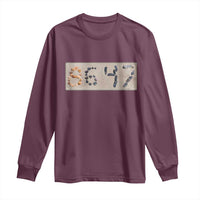 86 47 Seashell Beach Sand Graphic Long Sleeve Shirt Subtle Coastal Summer Political Satire