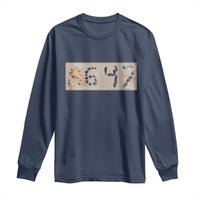 86 47 Seashell Beach Sand Graphic Long Sleeve Shirt Subtle Coastal Summer Political Satire