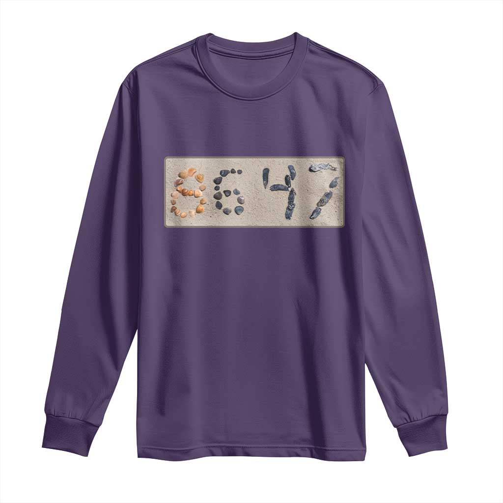 86 47 Seashell Beach Sand Graphic Long Sleeve Shirt Subtle Coastal Summer Political Satire
