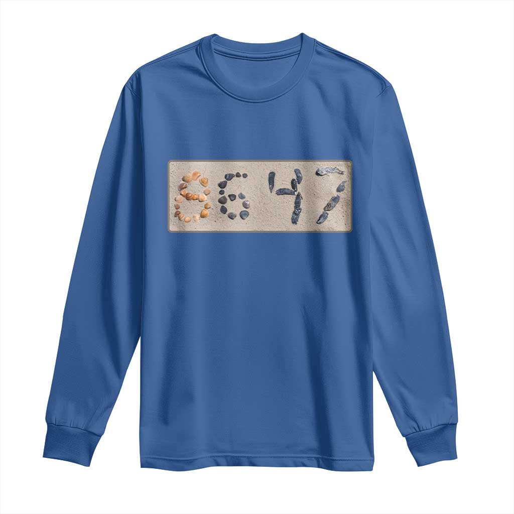 86 47 Seashell Beach Sand Graphic Long Sleeve Shirt Subtle Coastal Summer Political Satire