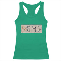 86 47 Seashell Beach Sand Graphic Racerback Tank Top Subtle Coastal Summer Political Satire