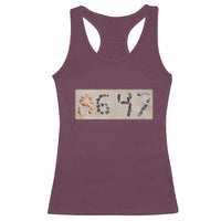 86 47 Seashell Beach Sand Graphic Racerback Tank Top Subtle Coastal Summer Political Satire