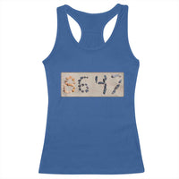 86 47 Seashell Beach Sand Graphic Racerback Tank Top Subtle Coastal Summer Political Satire