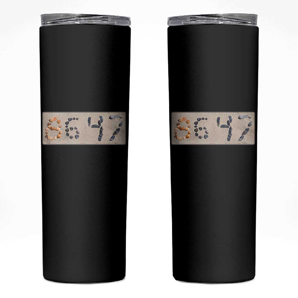 86 47 Seashell Beach Sand Graphic Skinny Tumbler Subtle Coastal Summer Political Satire