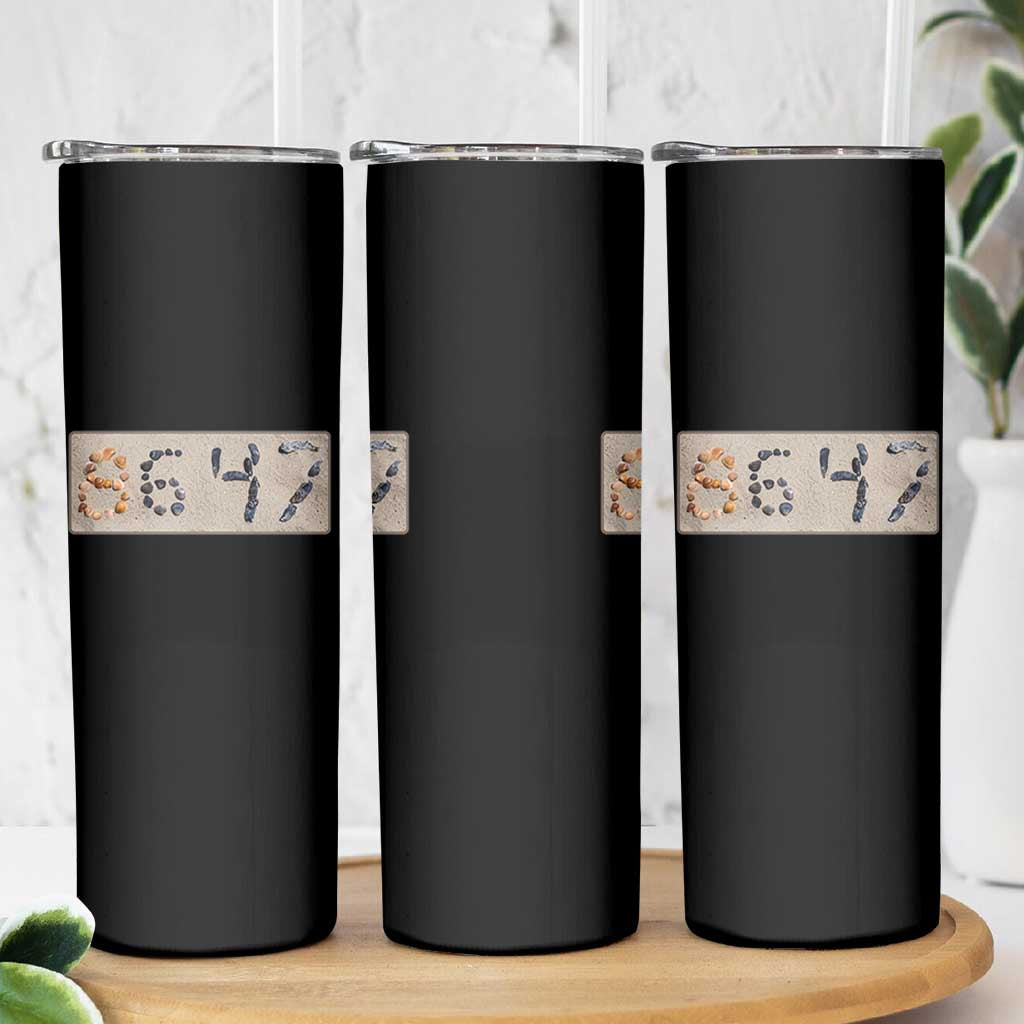 86 47 Seashell Beach Sand Graphic Skinny Tumbler Subtle Coastal Summer Political Satire
