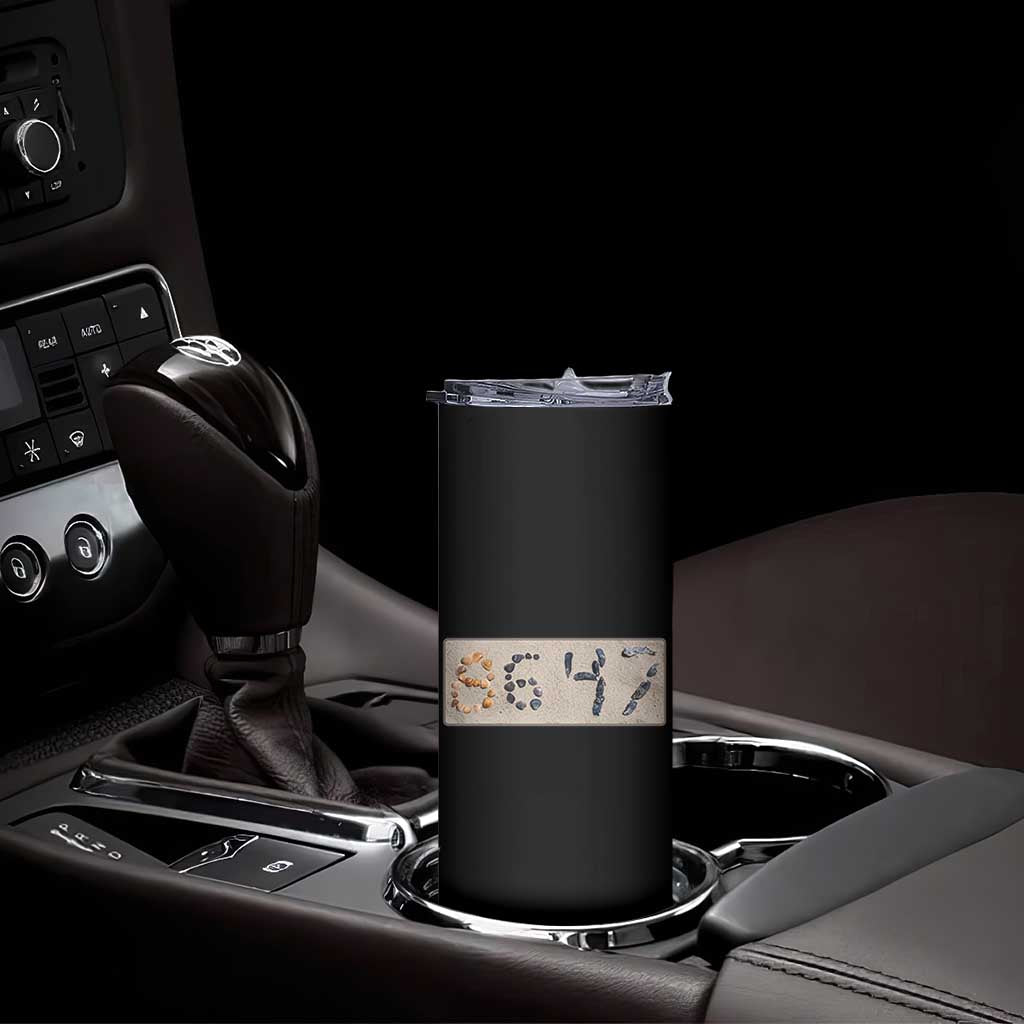 86 47 Seashell Beach Sand Graphic Skinny Tumbler Subtle Coastal Summer Political Satire