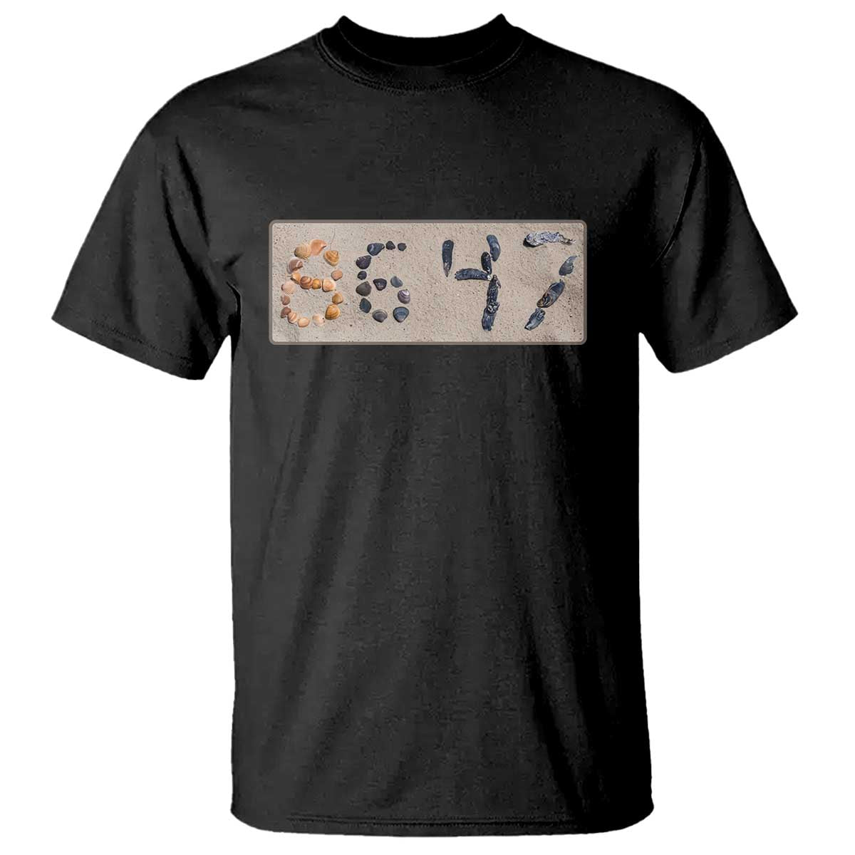 86 47 Seashell Beach Sand Graphic T Shirt Subtle Coastal Summer Political Satire