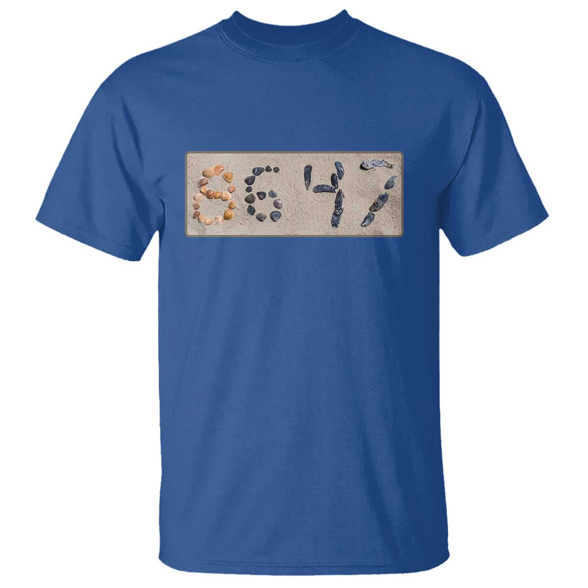 86 47 Seashell Beach Sand Graphic T Shirt Subtle Coastal Summer Political Satire