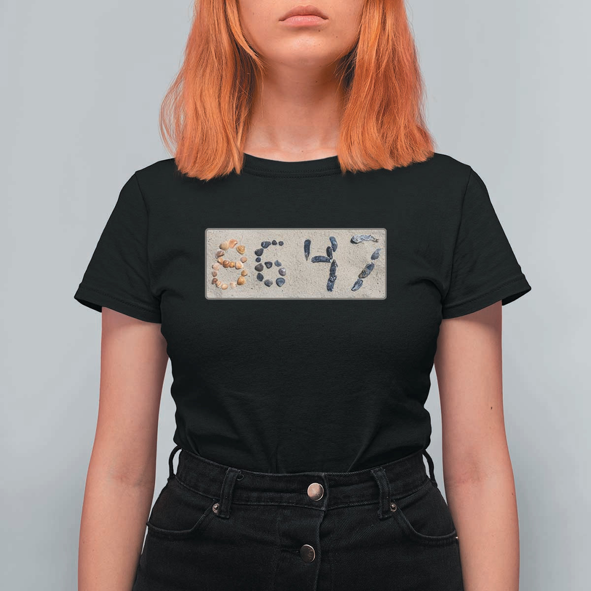 86 47 Seashell Beach Sand Graphic T Shirt For Women Subtle Coastal Summer Political Satire