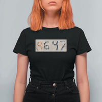 86 47 Seashell Beach Sand Graphic T Shirt For Women Subtle Coastal Summer Political Satire