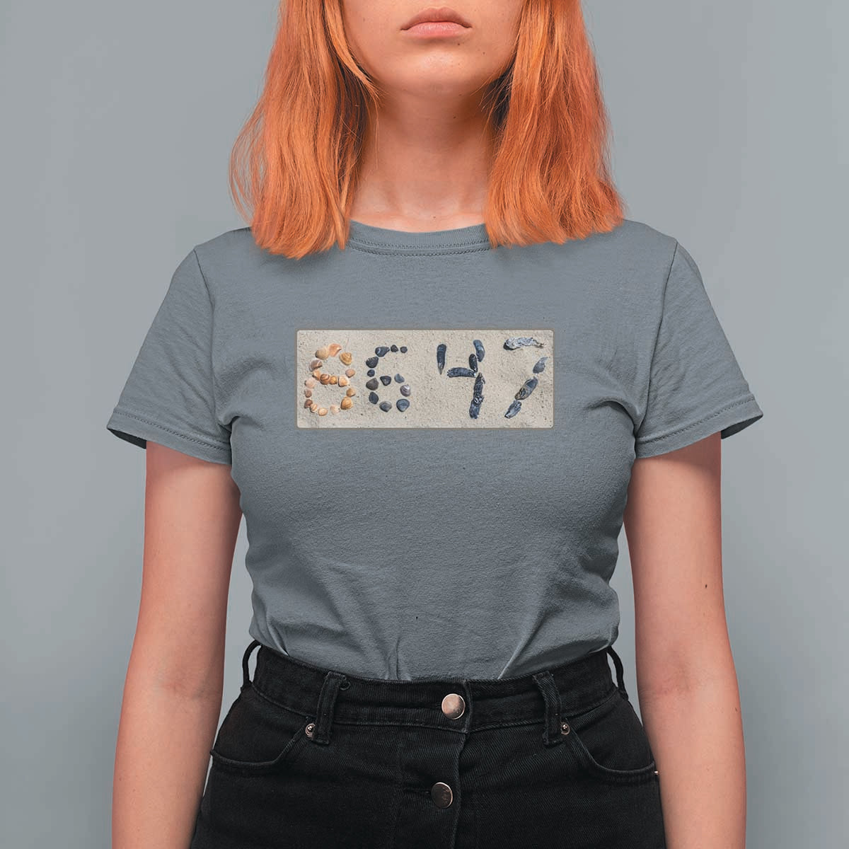 86 47 Seashell Beach Sand Graphic T Shirt For Women Subtle Coastal Summer Political Satire