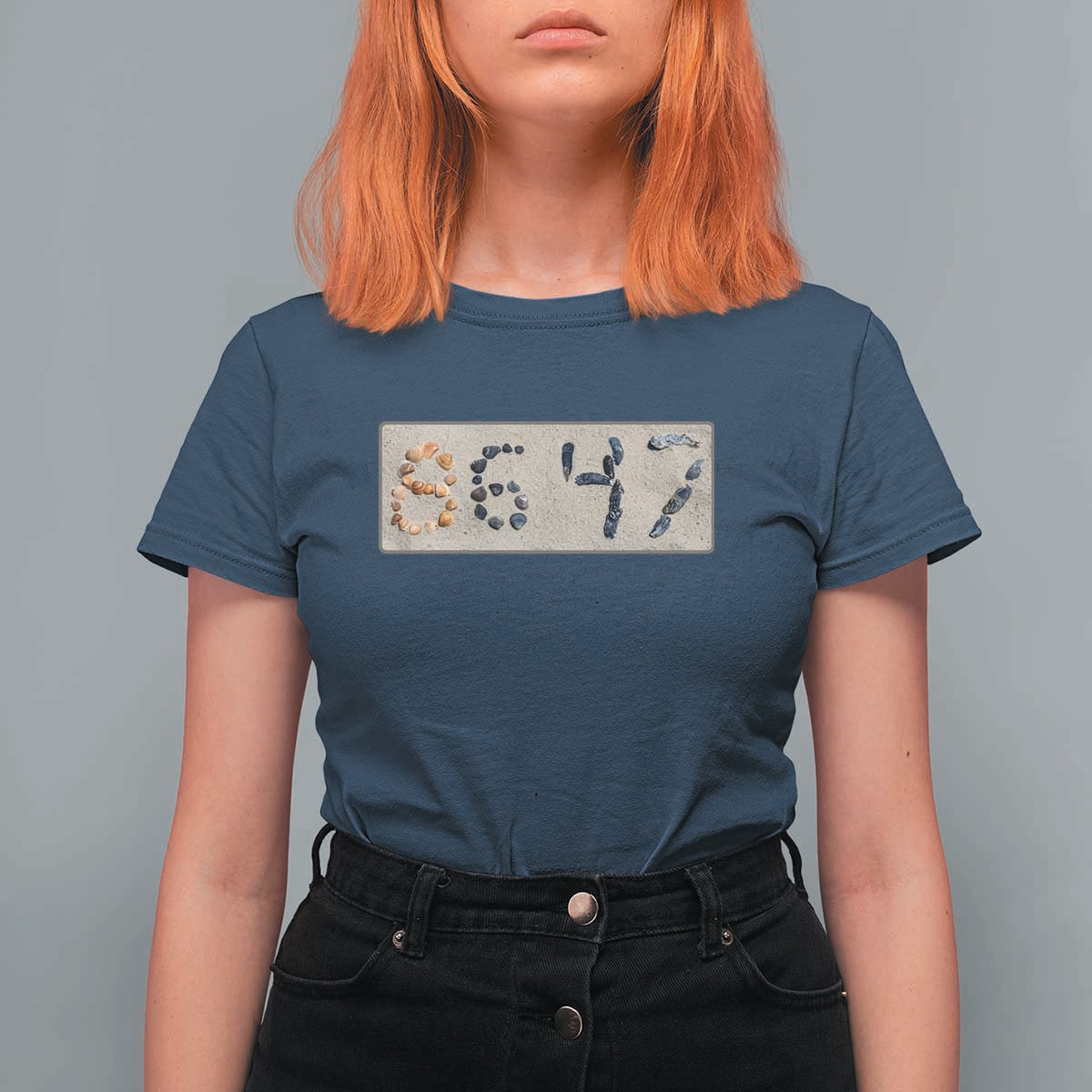 86 47 Seashell Beach Sand Graphic T Shirt For Women Subtle Coastal Summer Political Satire
