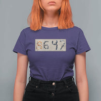 86 47 Seashell Beach Sand Graphic T Shirt For Women Subtle Coastal Summer Political Satire
