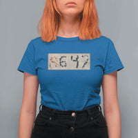 86 47 Seashell Beach Sand Graphic T Shirt For Women Subtle Coastal Summer Political Satire