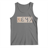 86 47 Seashell Beach Sand Graphic Tank Top Subtle Coastal Summer Political Satire