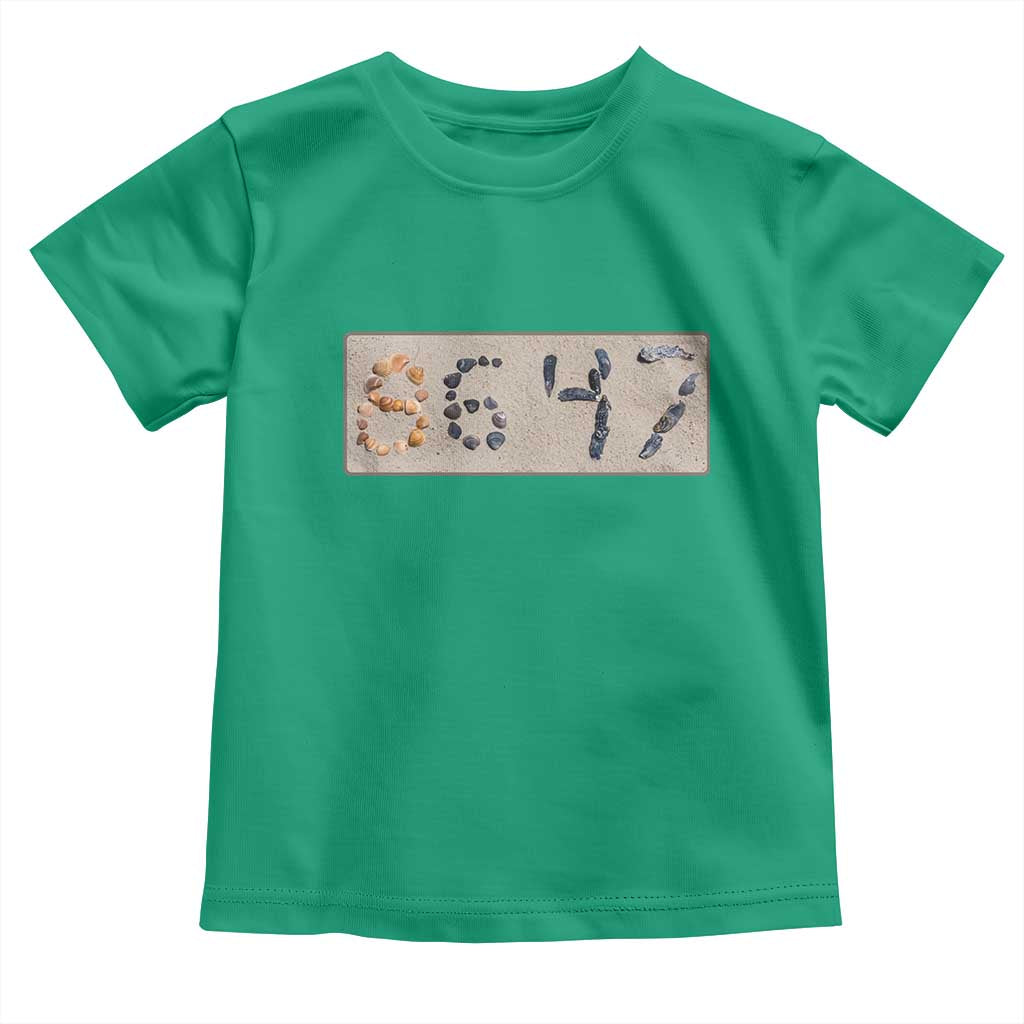 86 47 Seashell Beach Sand Graphic Toddler T Shirt Subtle Coastal Summer Political Satire