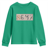 86 47 Seashell Beach Sand Graphic Youth Sweatshirt Subtle Coastal Summer Political Satire