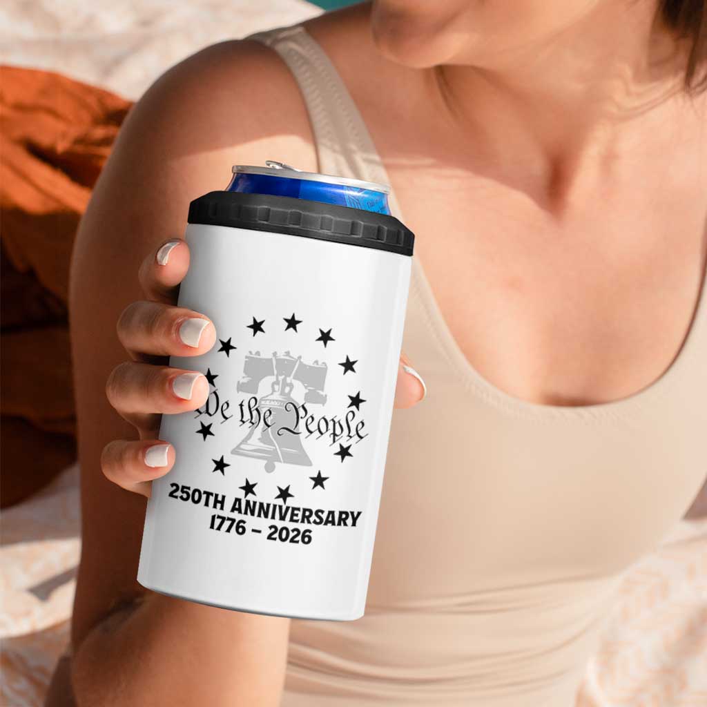 We The People 250th Anniversary Liberty Bell 4 in 1 Can Cooler Tumbler USA 1776 to 2026 America Semiquincentennial Celebration