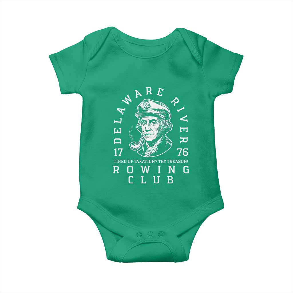 Delaware River Rowing Club 1776 Vintage Funny Patriotic Baby Onesie George Washington Tired of Taxation Try Treason